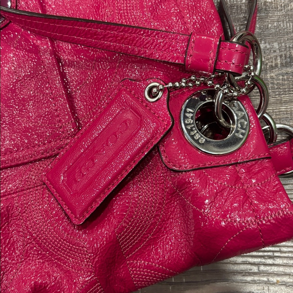 Coach Alex Raspberry Patent Leather Bag - Picture 6 of 13